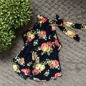 Floral necktie blouse (medium)